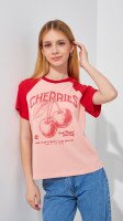 Футболка з принтом для дiвчинки LAWA P-GB02323 134 см Рожевий