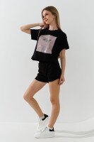 Футболка с принтом для девочки Viollen 5252 146 см Черный  Фото №3