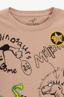 Футболка з принтом для хлопчика Dinomin 1021 92 см Бежевий  Фото №1