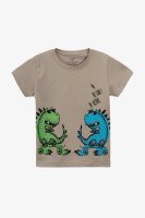 Футболка з принтом для хлопчика Dinomin 1022 98 см Капучино