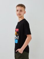 Купить Футболка с принтом для мальчика Toontoy 4690 146 см Черный Артикул: 2000999578182 Миниатюра фотографии № 3
