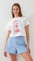 Футболка з принтом Enjoy Summer жіноча  LAWA P-WB02401 M Молочний