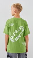 Футболка з принтом Reality для хлопчика LAWA P-BB02315 134 см Оливковий  Фото №2
