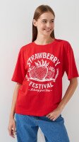 Футболка з принтом Strawberry жіноча  LAWA P-WB02392 XS Червоний