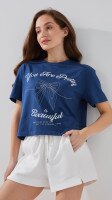 Футболка с принтом &quot;YoU are pretty&quot; женская LAWA P-WB02395 XS Синий  Фото №3