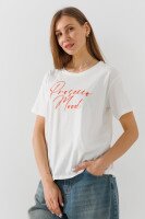 Футболка с принтом женская On me 25087 S Молочный  Фото №1
