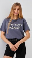 Футболка с принтом женская On me 25088-4 S Графитовый