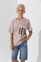 Футболка з принтом для хлопчика Deniz 40410 116 см Бежевий (2000990556325S)  Фото №0