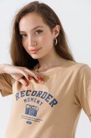 Футболка с принтом женская 6627-BP One Size Бежевый (2000990567888A)  Фото №1