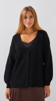 Купить Кардиган однотонный женский 1025 One Size Черный Артикул: 2000999177507 Миниатюра фотографии № 1