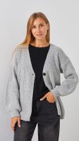 Купити Кардиган однотонний жіночий 1025 One Size Сірий Артикул: 2000999177521 Фото мініатюра № 1