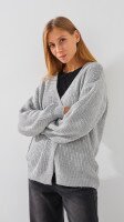 Купити Кардиган однотонний жіночий 1025 One Size Сірий Артикул: 2000999177521 Фото мініатюра № 3