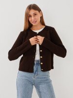 Купить Кардиган однотонный женский GENUA G01109-0005 S/M Коричневый Артикул: 2000999550447 Миниатюра фотографии № 4