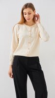 Купить Кофта однотонная женская GENUA G01114-0001 M Молочный Артикул: 2000999386756 Миниатюра фотографии № 3