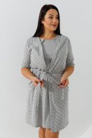 Комплект халат+ночная рубашка MURAT KYZEY Сердечки 2XL Серый  Фото №1