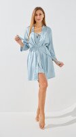 Купить Комплект халат+ночная рубашка женский 49156-8 L Голубой Артикул: 2000999476174 Миниатюра фотографии № 1