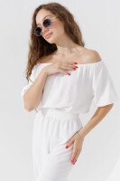 Костюм брюки+топ однотонний жіночий 2422 XS Молочний  Фото №0