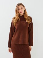 Купить Костюм джемпер+юбка однотонный женский GENUA G01111-0002 S/M Коричневый Артикул: 2000999550300 Миниатюра фотографии № 3