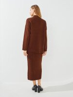 Купить Костюм джемпер+юбка однотонный женский GENUA G01111-0002 S/M Коричневый Артикул: 2000999550300 Миниатюра фотографии № 5