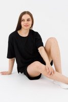 Костюм футболка + шорты однотонный женский M36 44 Черный (2000989668886S)  Фото №0
