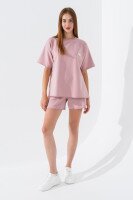 Костюм футболка + шорты однотонный женский Poncik 24126 S Пудровый (2000990609335S)  Фото №0