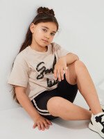 Купити Костюм футболка+шорти для дівчинки Dinomin 2848 116 см Бежевий Артикул: 2000999523069 Фото мініатюра № 3