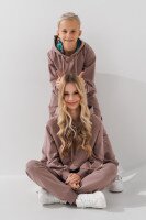 Костюм худі+штани однотонний дитячий Dinomin DM2401-1 146 см Бежевий (2000990558336D)  Фото №0