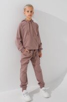 Костюм худі+штани однотонний дитячий Dinomin DM2401-1 146 см Бежевий (2000990558336D)  Фото №11