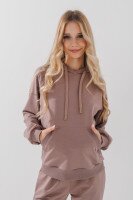 Костюм худі+штани однотонний дитячий Dinomin DM2401-1 146 см Бежевий (2000990558336D)  Фото №6