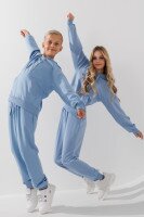 Костюм худі+штани однотонний дитячий Dinomin DM2401-1 146 см Блакитний (2000990558374D)  Фото №0