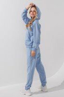 Костюм худі+штани однотонний дитячий Dinomin DM2401-1 146 см Блакитний (2000990558374D)  Фото №6