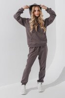Костюм худі+штани однотонний дитячий Dinomin DM2401-1 146 см Графітовий (2000990558411D)  Фото №4