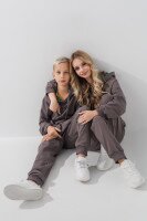 Костюм худі+штани однотонний дитячий Dinomin DM2401-1 146 см Графітовий (2000990558411D)  Фото №1