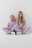 Костюм худи+штаны однотонный детский Dinomin DM2401-1 146 см Лиловый (2000990558459D)  Фото №1