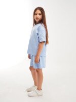 Купити Костюм шорти+футболка для дівчиники Dinomin 2517 128 см Блакитний Артикул: 2000999459665 Фото мініатюра № 3