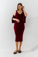 Костюм платье+джемпер однотонный женский On me 10604 One Size Бордовый  Фото №2