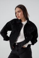 Куртка джинсова жіноча Zeo Basic 4156 XS Чорний (2000990405777D)  Фото №1
