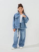 Купить Куртка джинсовая для девочки Dinomin WG0015 104 см Голубой Артикул: 2000999506543 Миниатюра фотографии № 2