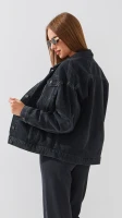 Купити Куртка джинсова однотонна жіноча On me 4954 2XL Чорний Артикул: 2000999192371 Фото мініатюра № 4