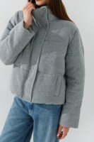 Куртка однотонная женская On me 990 S Светло-серый  Фото №1