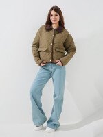 Купить Куртка-рубашка однотонная женская LAWA WBC02488 S Хаки Артикул: 2000999500459 Миниатюра фотографии № 2