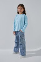 Лонгслів однотонний для дівчинки LAWA GBC02303 122 см Блакитний  Фото №0