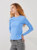 Купити Лонгслів однотонний жіночий LAWA WBC02348 XL Блакитний Артикул: 2000999585081 Фото мініатюра № 3