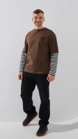 Купить Лонгслив с принтом мужской LAWA P-MT02308 XL Коричневый Артикул: 2888000024374 Миниатюра фотографии № 2