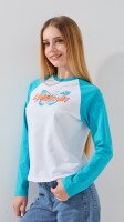 Купить Лонгслив с принтом для девочки LAWA P-GB02336 134 см Бело-бирюзовый Артикул: 2888000019370 Миниатюра фотографии № 3