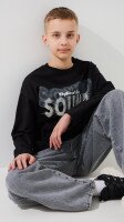 Купити Лонгслів з принтом для хлопчика Dinomin M-302 146 см Чорний Артикул: 2000999485398 Фото мініатюра № 3
