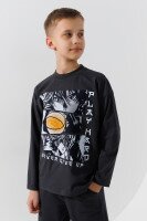 Лонгслив с принтом для мальчика LAWA P-BB02309 122 см Графитовый