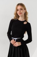 Лонгслив однотонный для девочки First Kids 0076 128 см Черный  Фото №1