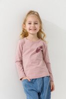 Лонгслів з принтом для дівчинки Baby Show 14484 92 см Пудровий  Фото №0