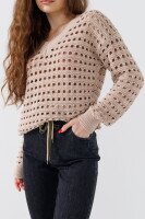 Пуловер однотонный женский Femme 1016 One Size Бежевый (2000989871156D)  Фото №3